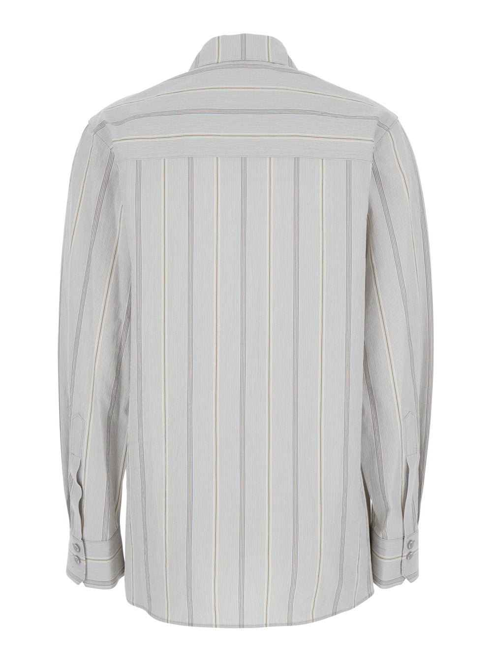 Blue Shirt With Classic Collar And All-Over Striped Motif Cotton Woman Light Blouses