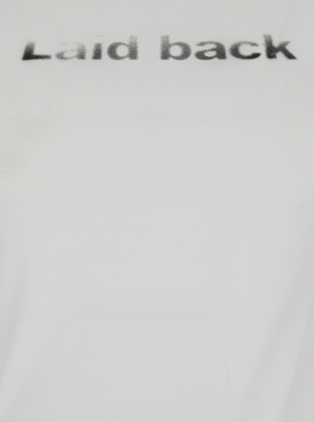 Laid Back White Sleeveless Top with Round Neck and Print on the Front in Tech Fabric Woman Polyester Tops
