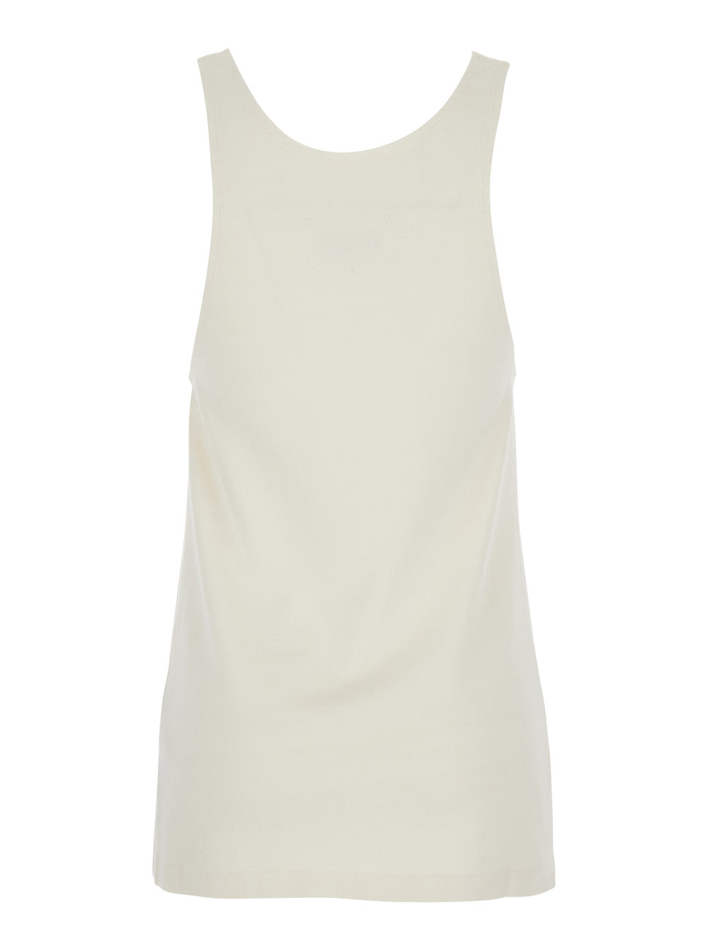 Beige Top With Wide Neckline And Logo Printed On The Front In Viscose Cotton Blend Woman White Tops