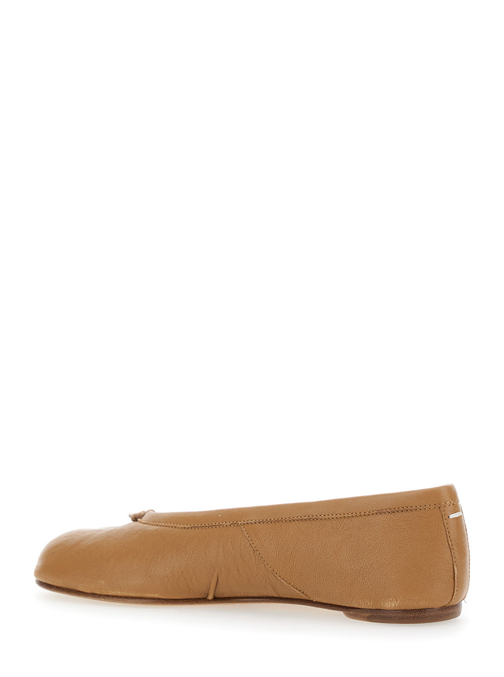 Beige Balletina Shoes With Tabi Toe And Single Stitch Logo Leather Woman Sheep Ballerinas