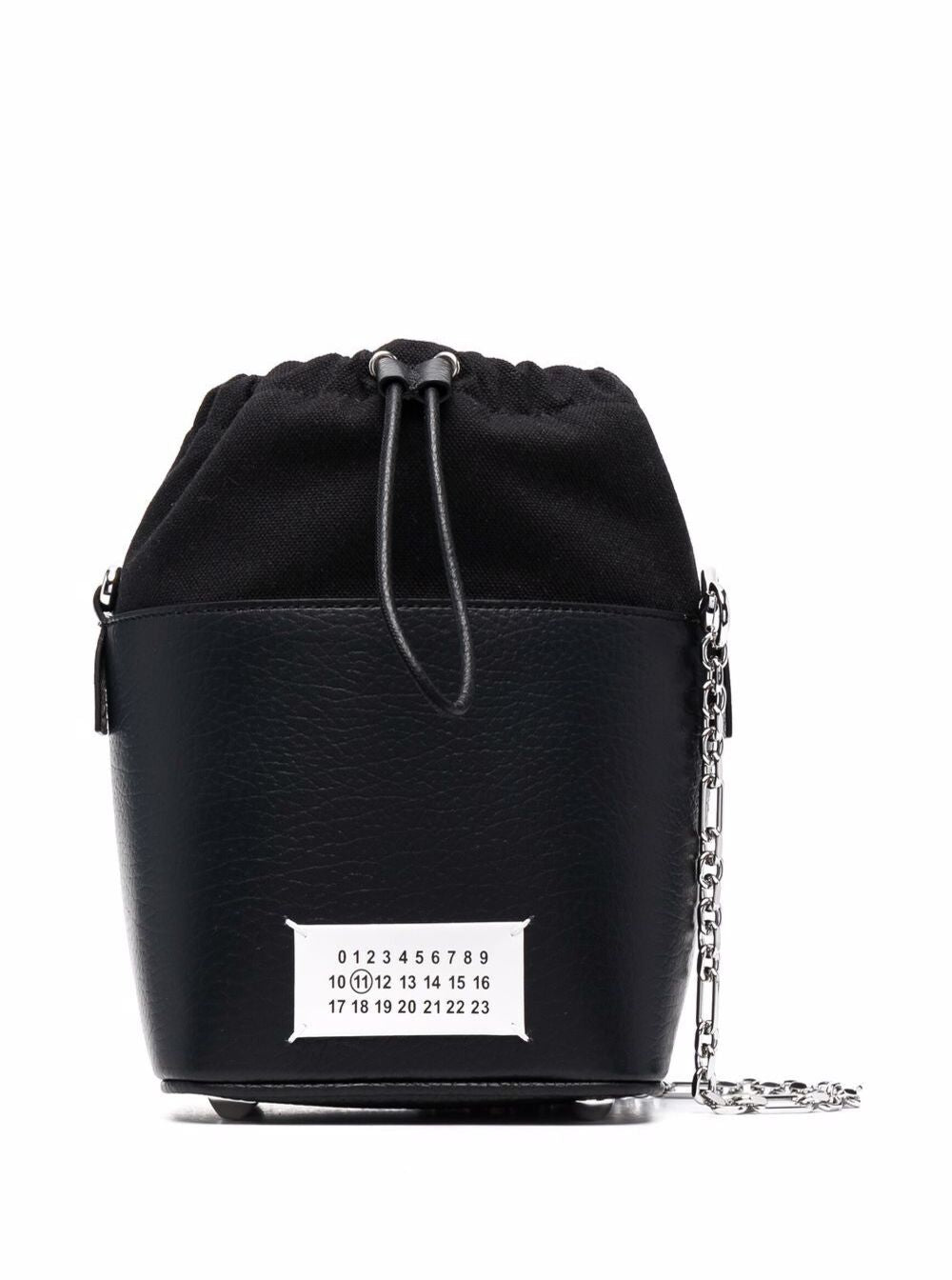 Bucket Bag Black Leather And Canvas Polyvinyl Butyral Hand