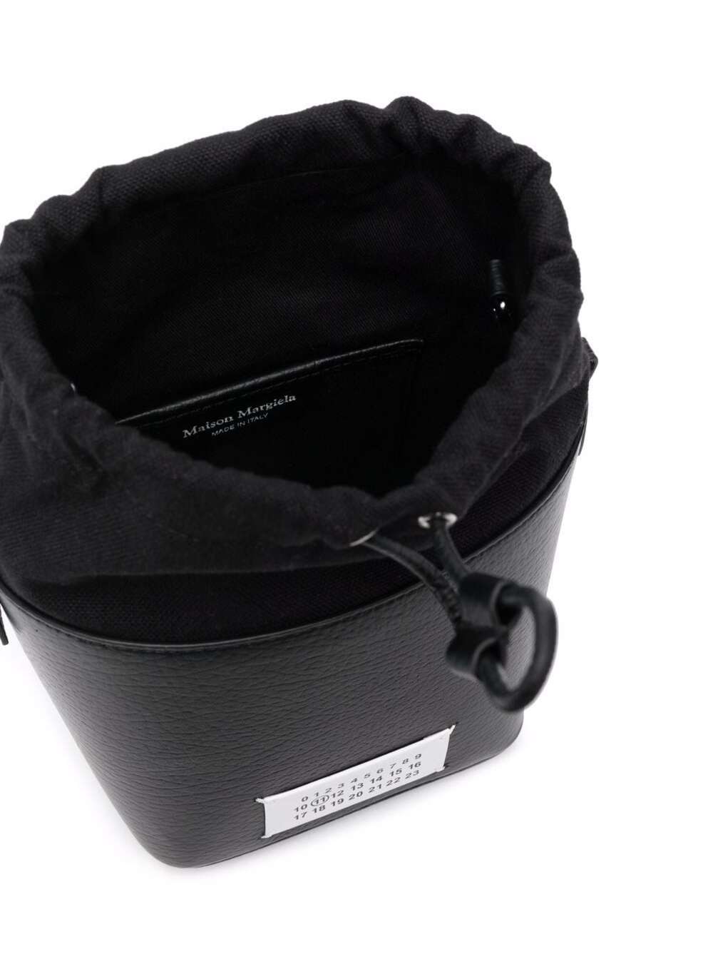 Bucket Bag Black Leather And Canvas Polyvinyl Butyral Hand