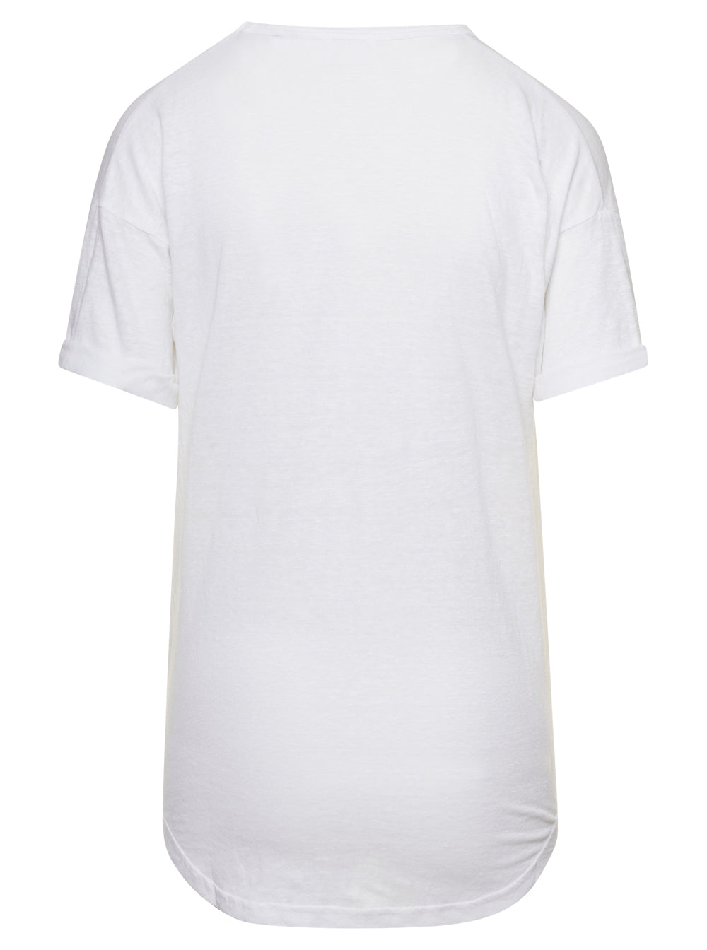 Koldi White Crewneck T-Shirt with Contrasting Logo in Linen Woman Isabel Marant Etoile Tshirts And Polo Shirts