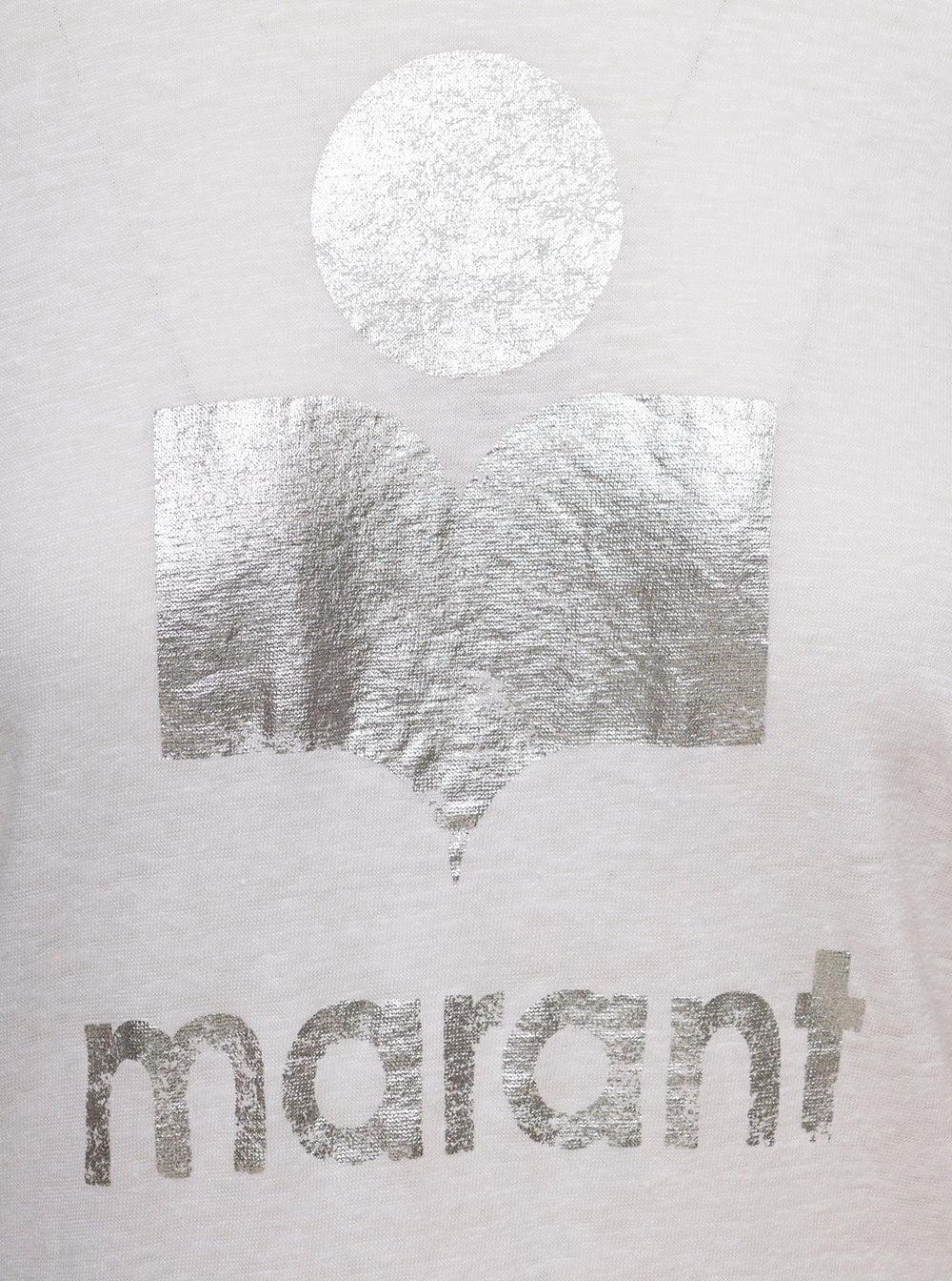 Koldi White Crewneck T-Shirt with Contrasting Logo in Linen Woman Isabel Marant Etoile Tshirts And Polo Shirts