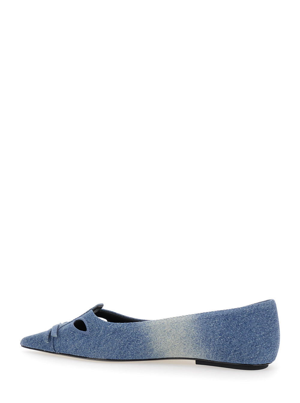 The Kat Blue Ballerinas with Cut-Out Detail and Bow on Front in Cotton Woman Blu