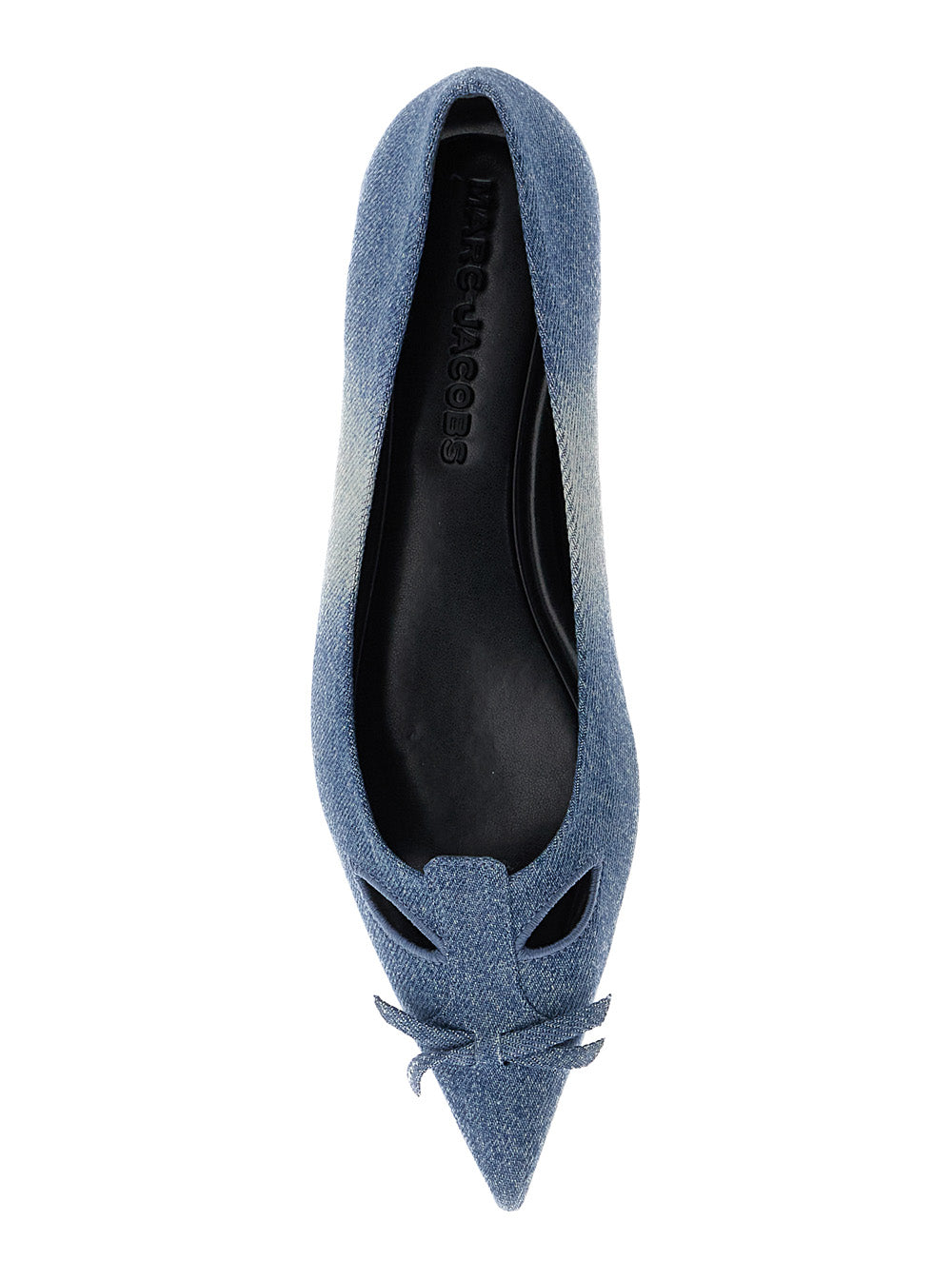 The Kat Blue Ballerinas with Cut-Out Detail and Bow on Front in Cotton Woman Blu