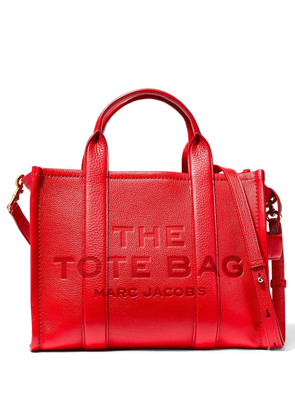 The Tote Bag Medium Red With Logo Grained Leather Woman Marc Jacobs Cow Hand