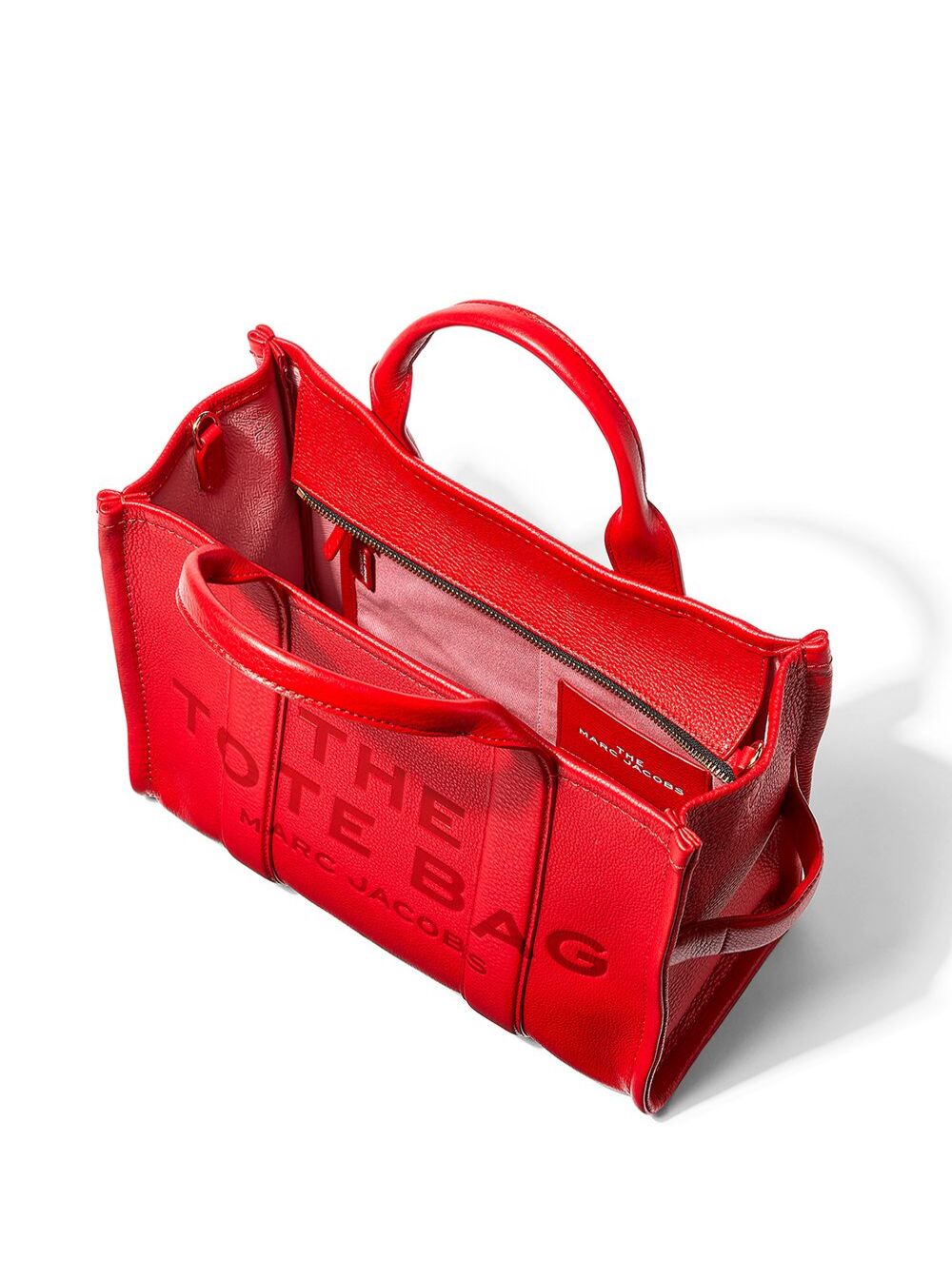 The Tote Bag Medium Red With Logo Grained Leather Woman Marc Jacobs Cow Hand