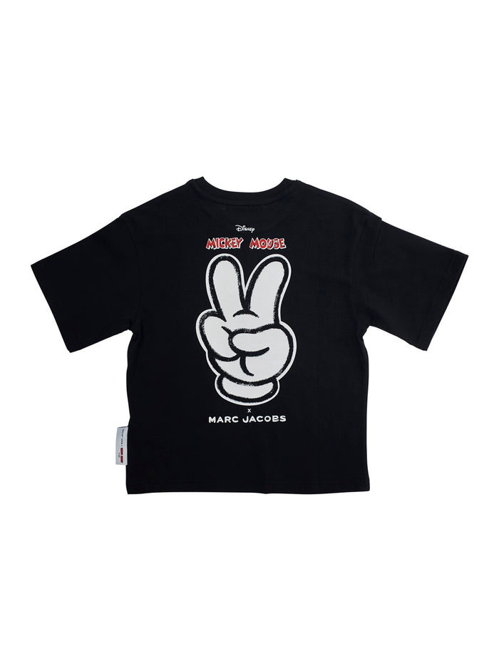 Black T-Shirt With Mickey Mouse Print On Front And Back Cotton Boy Tshirts Polo Shirts