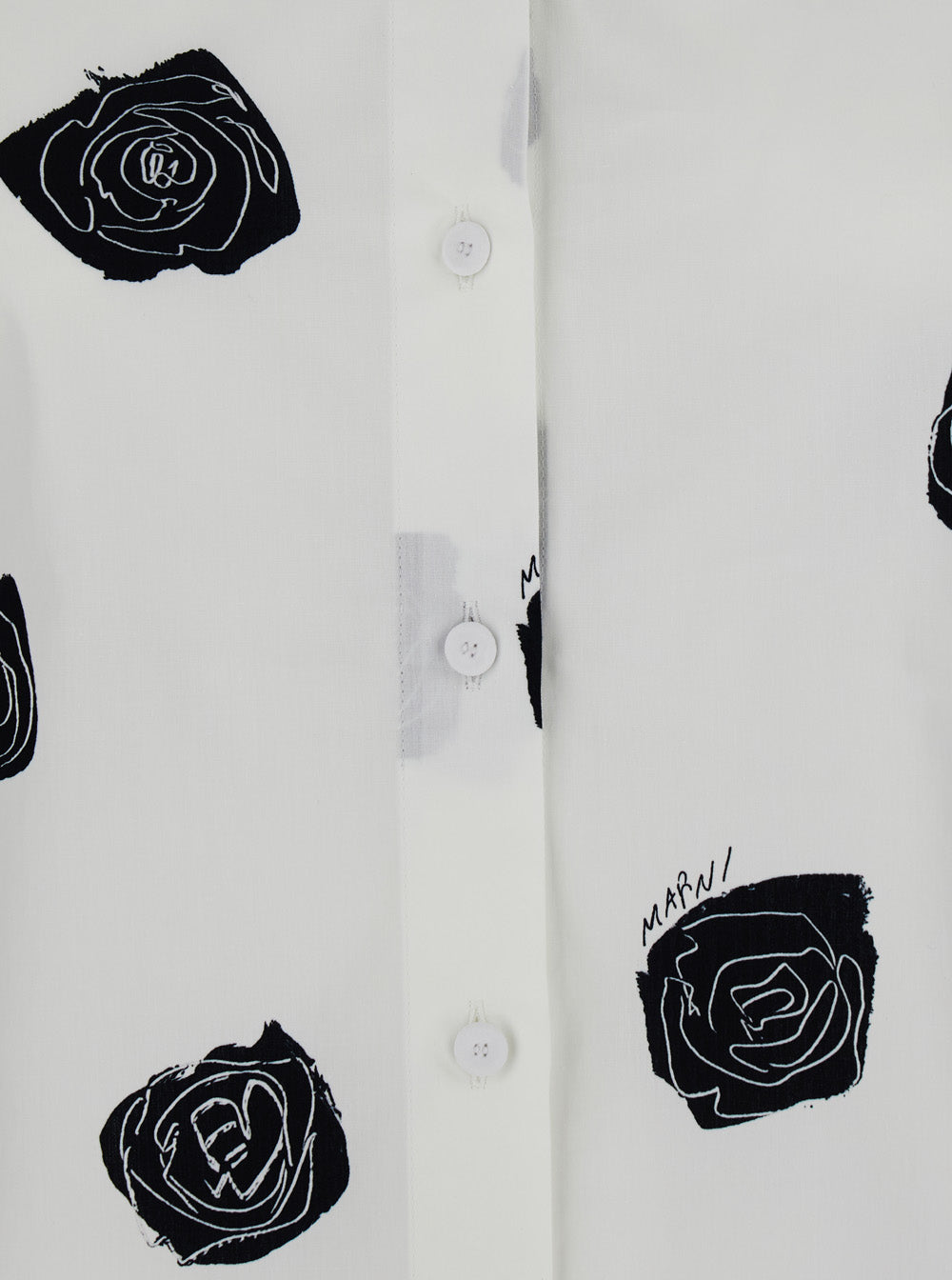 White Shirt With Classic Collar And All-Over Floral Morif Cotton Woman Blouses