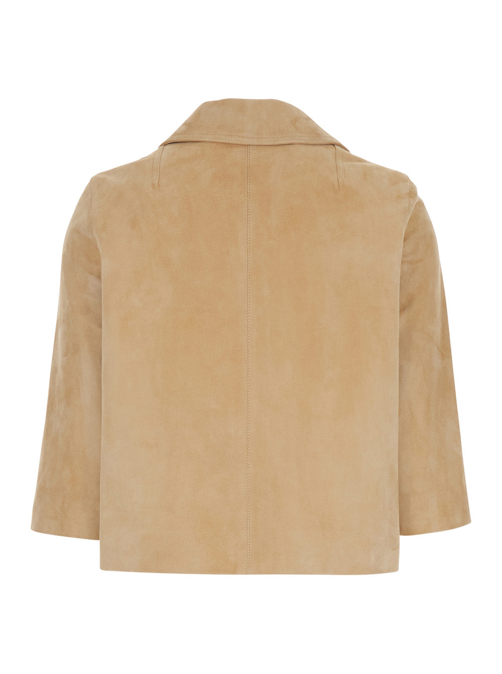 Beige Single-Breasted Jacket With Notched Revers And Logo Lettering Detail On The Front Leather Woman Ovine Blazers