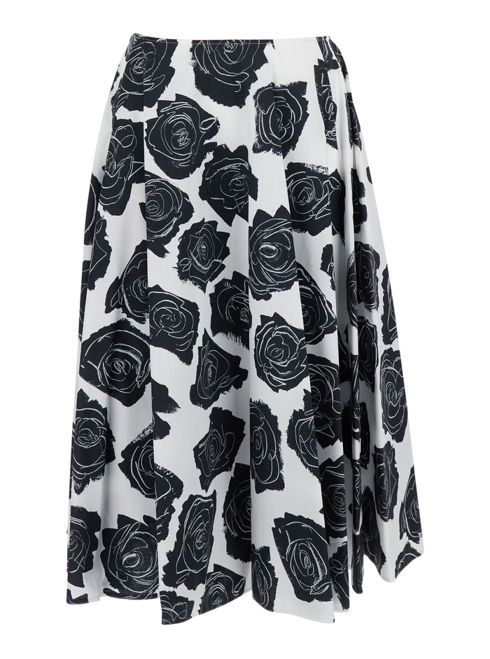 Luna Multicolor Skirt With All-Over Floral Print Cotton Woman