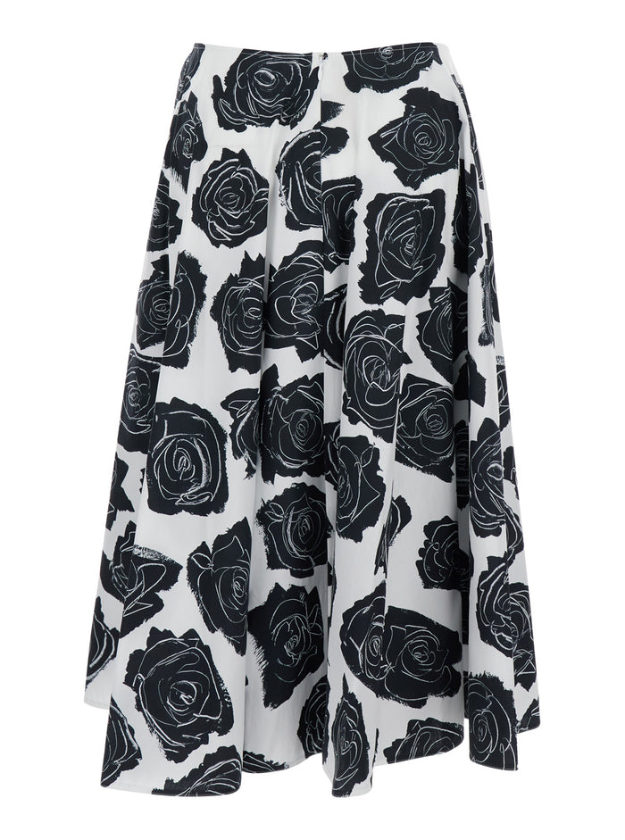 Luna Multicolor Skirt With All-Over Floral Print Cotton Woman