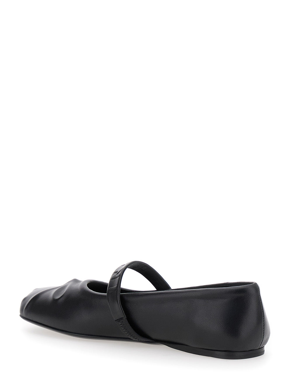 Black Ballerinas With Embossed Bow Detail On The Front Leather Woman Ovine