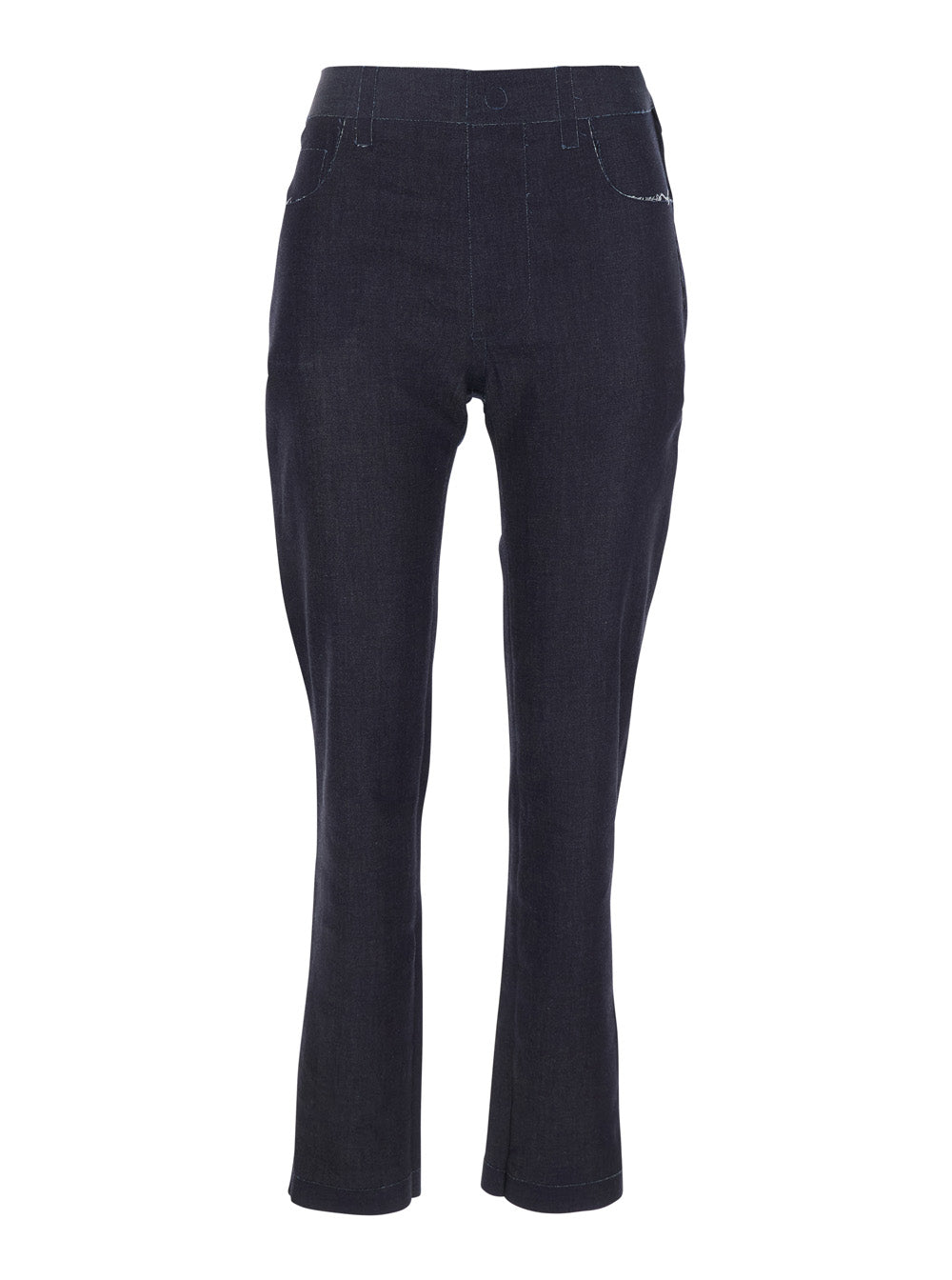 Black Jeans With Tareped Leg And Raw-Cut Finish Denim Woman Cotton Elastane Trousers