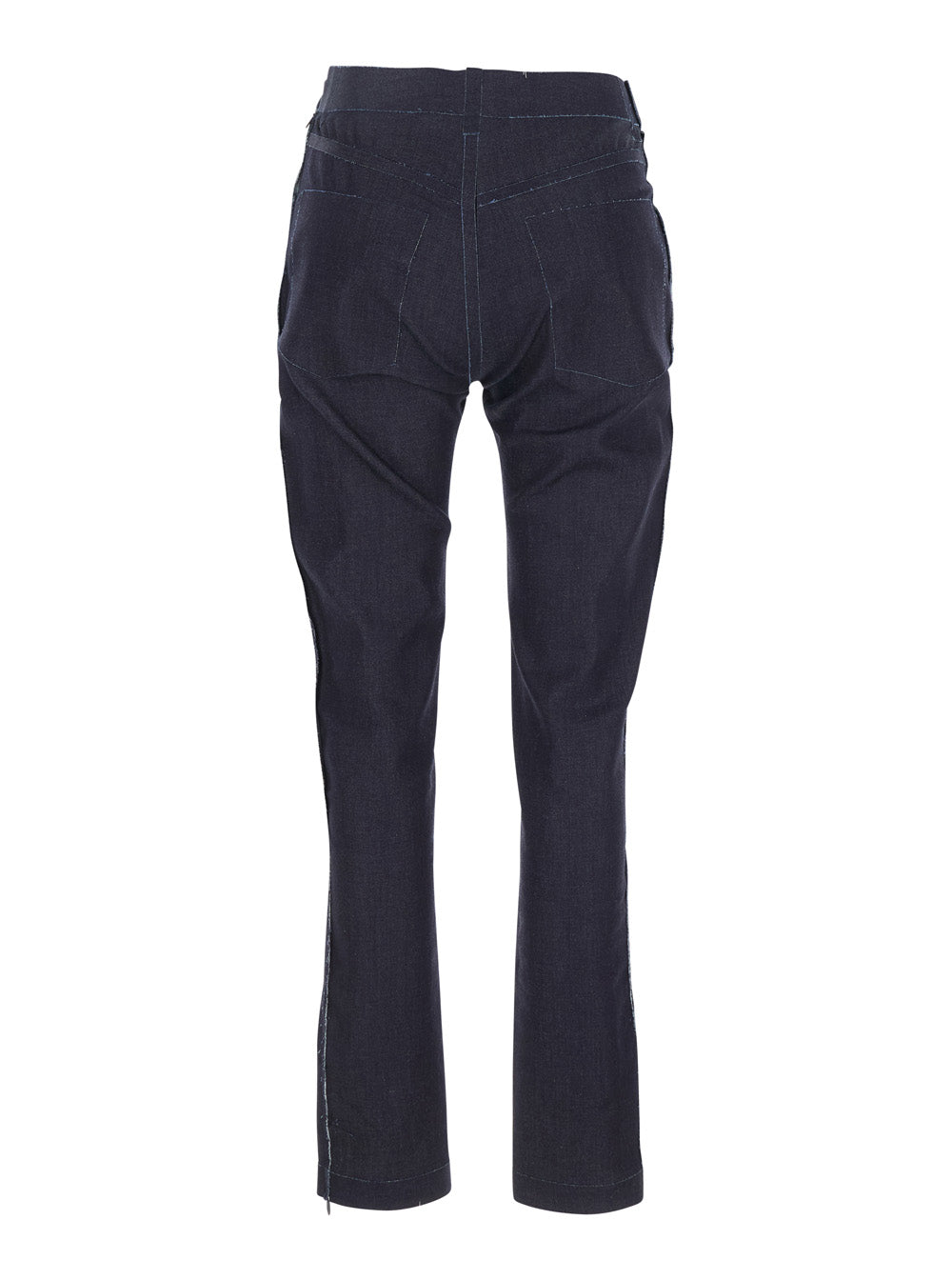 Black Jeans With Tareped Leg And Raw-Cut Finish Denim Woman Cotton Elastane Trousers