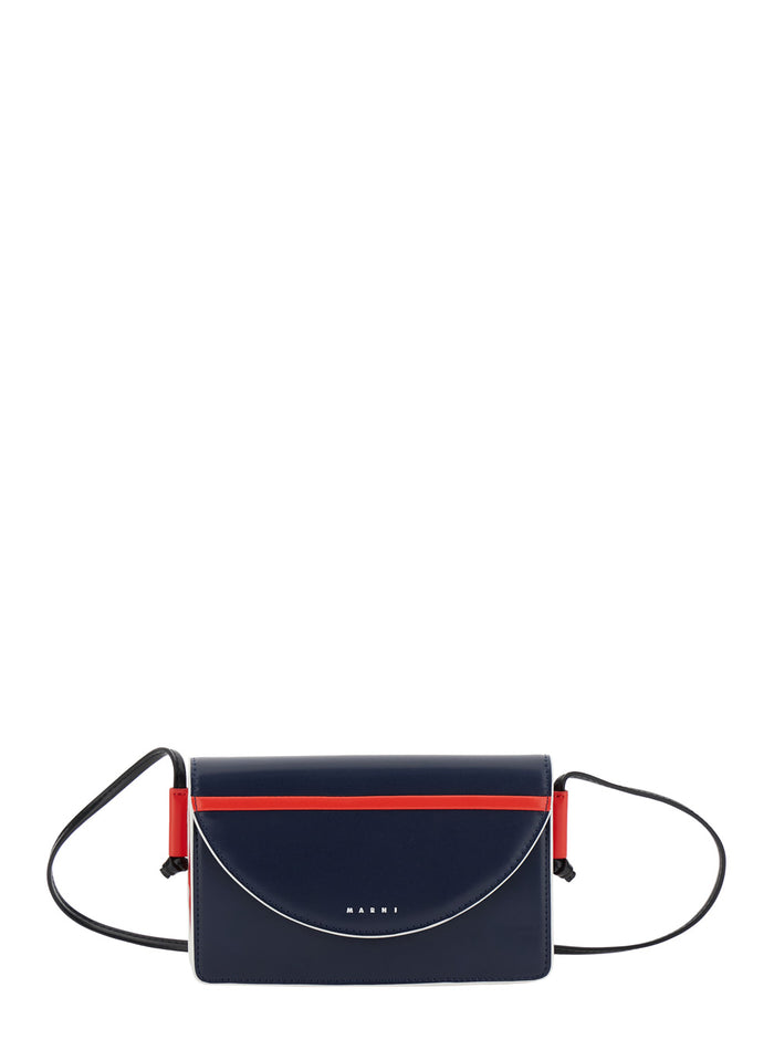 Blue Crossbody Bag With Logo Print On The Front Eco-Leather Girl Blu Polyester