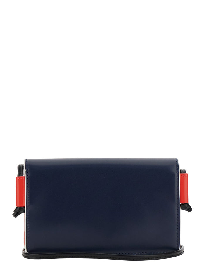 Blue Crossbody Bag With Logo Print On The Front Eco-Leather Girl Blu Polyester