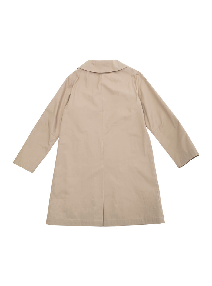 Beige Double-Breasted Jacket With Notched Revers And Logo Detail On The Front Cototn Girl Cotton