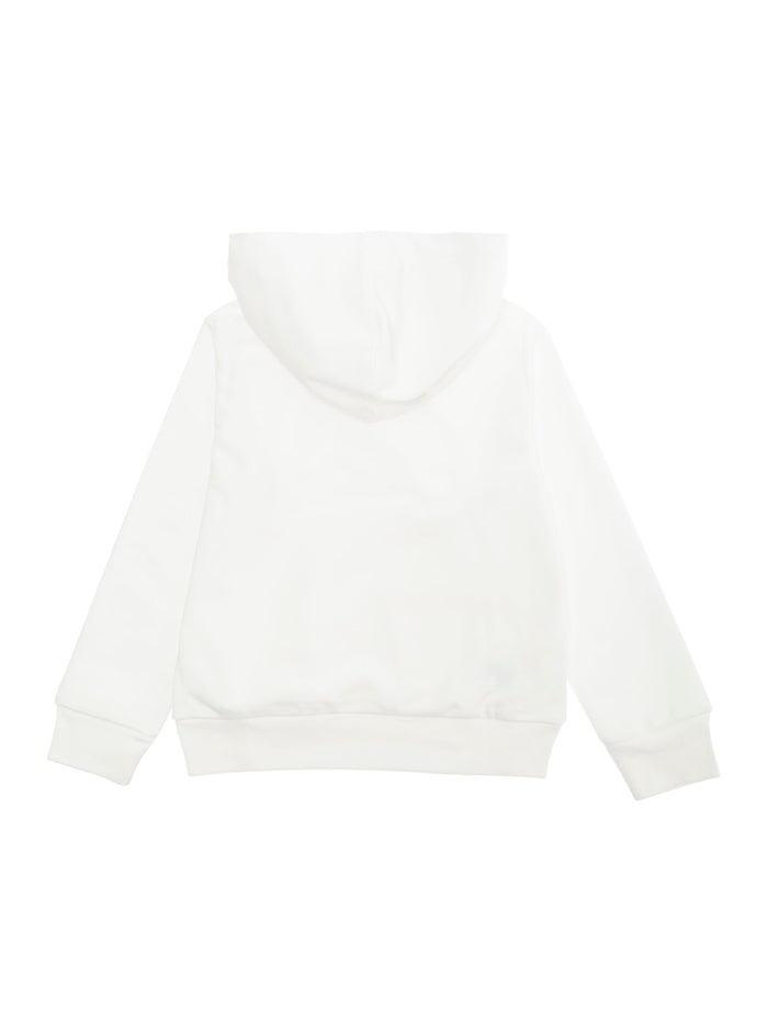 White Hoodie With Logo Lettering On The Front Cotton Boy Sweatshirts
