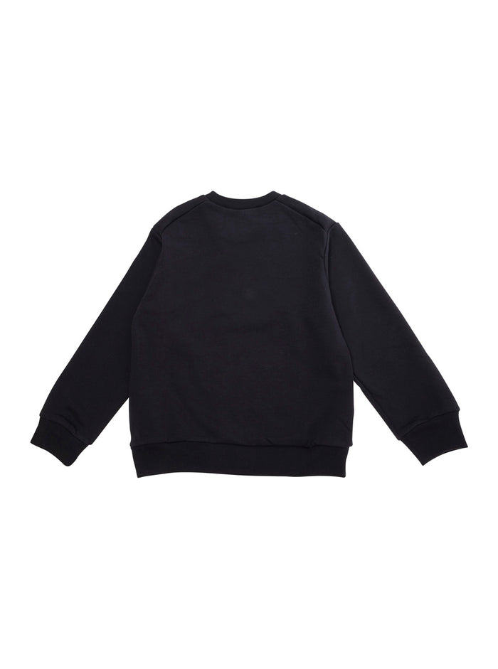 Blue Crewneck Sweatshirt With Front Logo Print Cotton Boy Blu Sweatshirts