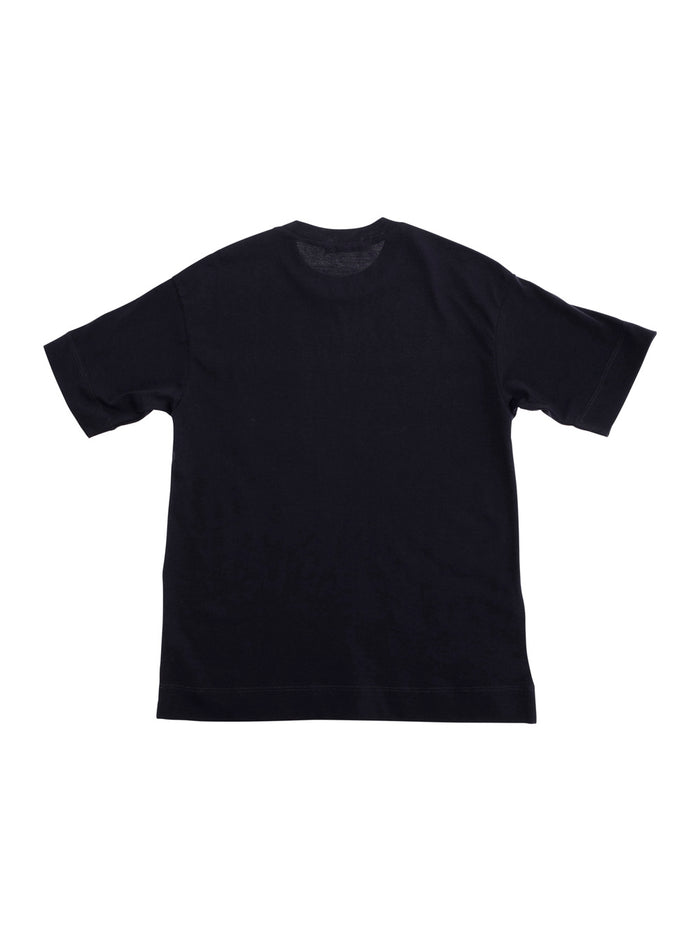Blue Crewneck T-Shirt With Logo Lettering On The Front Cotton Boy Blu Tshirts And Polo Shirts