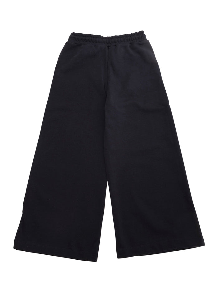Blue Pants With Logo Lettering On The Front Cotton Girls Blu Trousers