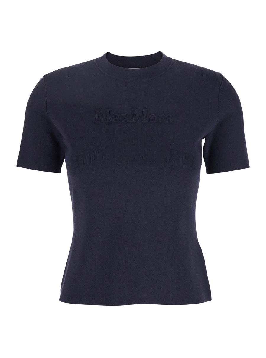 Blue Crewneck T-Shirt With Logo Viscose T-shirts & Jerseys