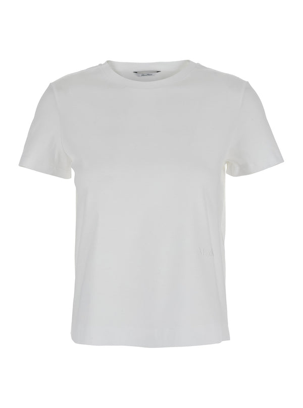 White Crewneck T-Shirt With Tonal Logo Cotton T-shirts & Jerseys