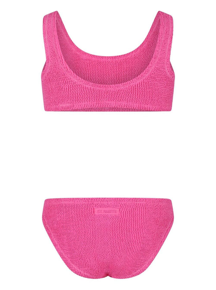 Baker Pink Bikini With Fixed Shoulder Straps And Crinkled Effect Tech Fabric Stretch Girl Polyamide Elastane Beachwear