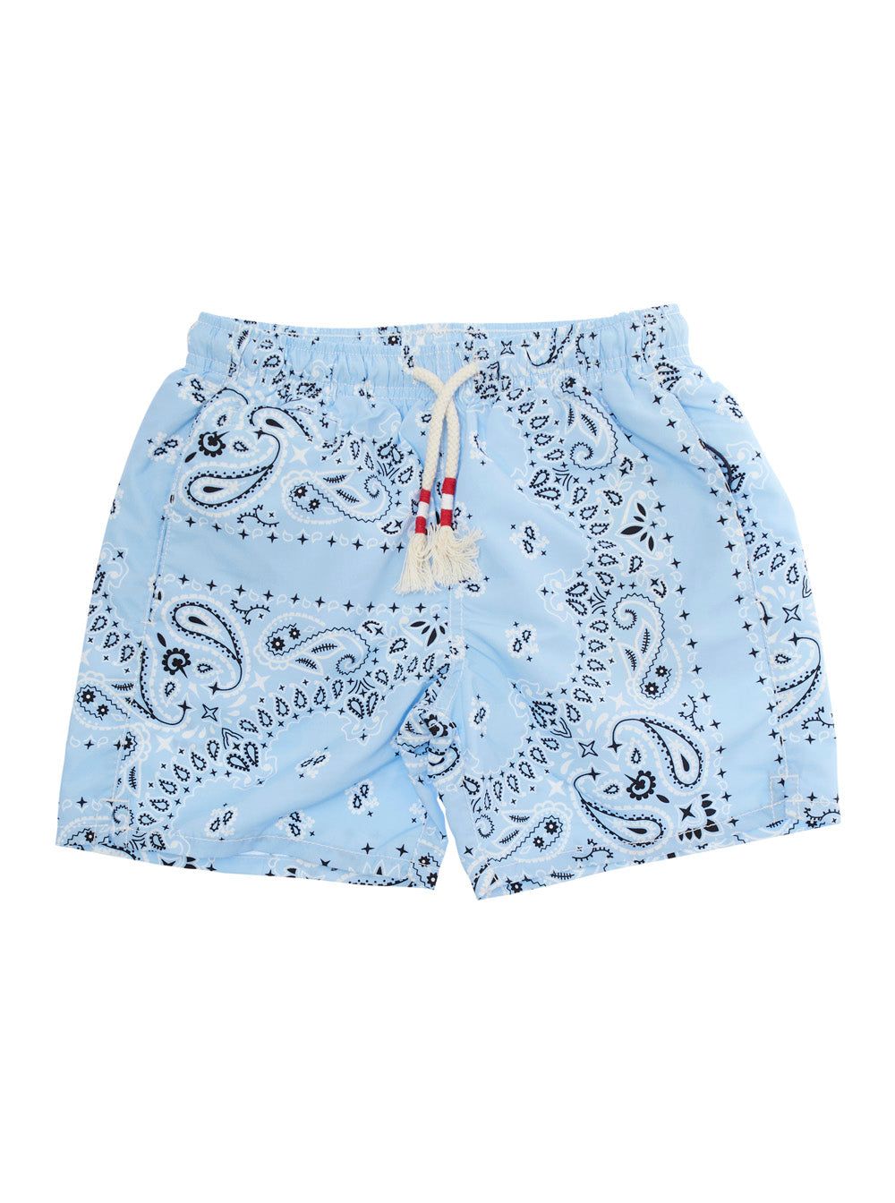 Caprese Jr Light Blue Swim Shorts With Logo Patch On The Rear And All-Over Print Tech Fabric Boy Polyester Beachwear