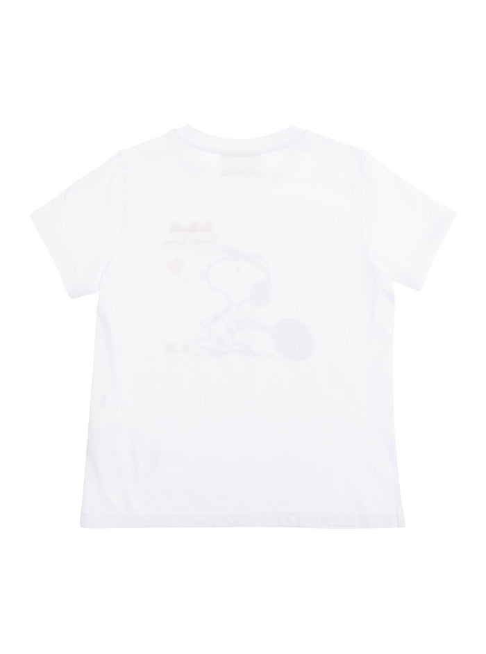 Elly White Crewneck T-Shirt With Maxi Logo Print On The Front Cotton Girl Tshirts And Polo Shirts