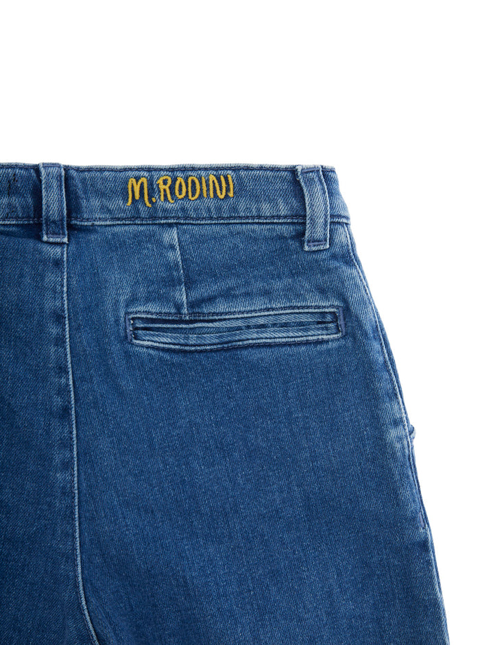 Blue Five Pocket Jeans With Logo Lettering On Waist Cotton Boy Blu Elastane