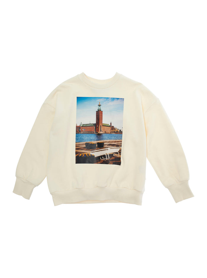 City Hall White Crewneck Sweatshirt With Maxi Print On The Front Cotton Boy Sweatshirts