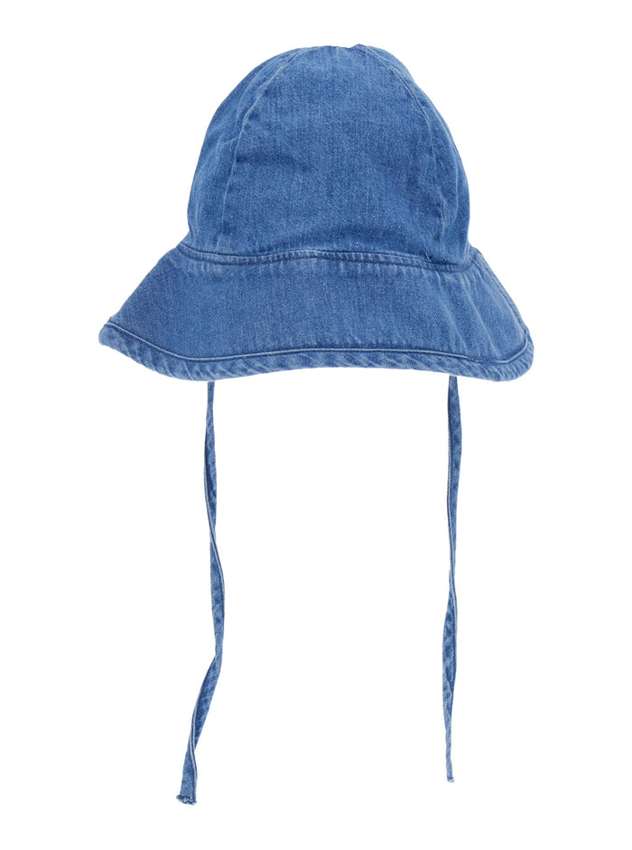 Blue Hat With Musical Notes Embroidered On The Front Denim Boy Blu Cotton And Gloves