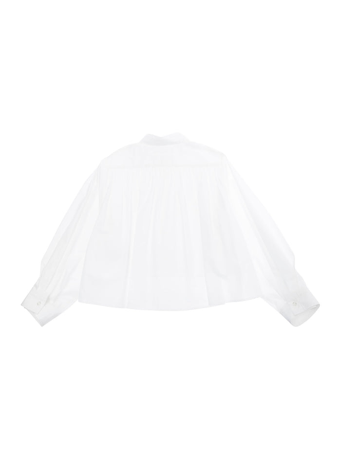 White Shirt With Classic Collar And Tonal Logo Patch Cotton Girl Jersey