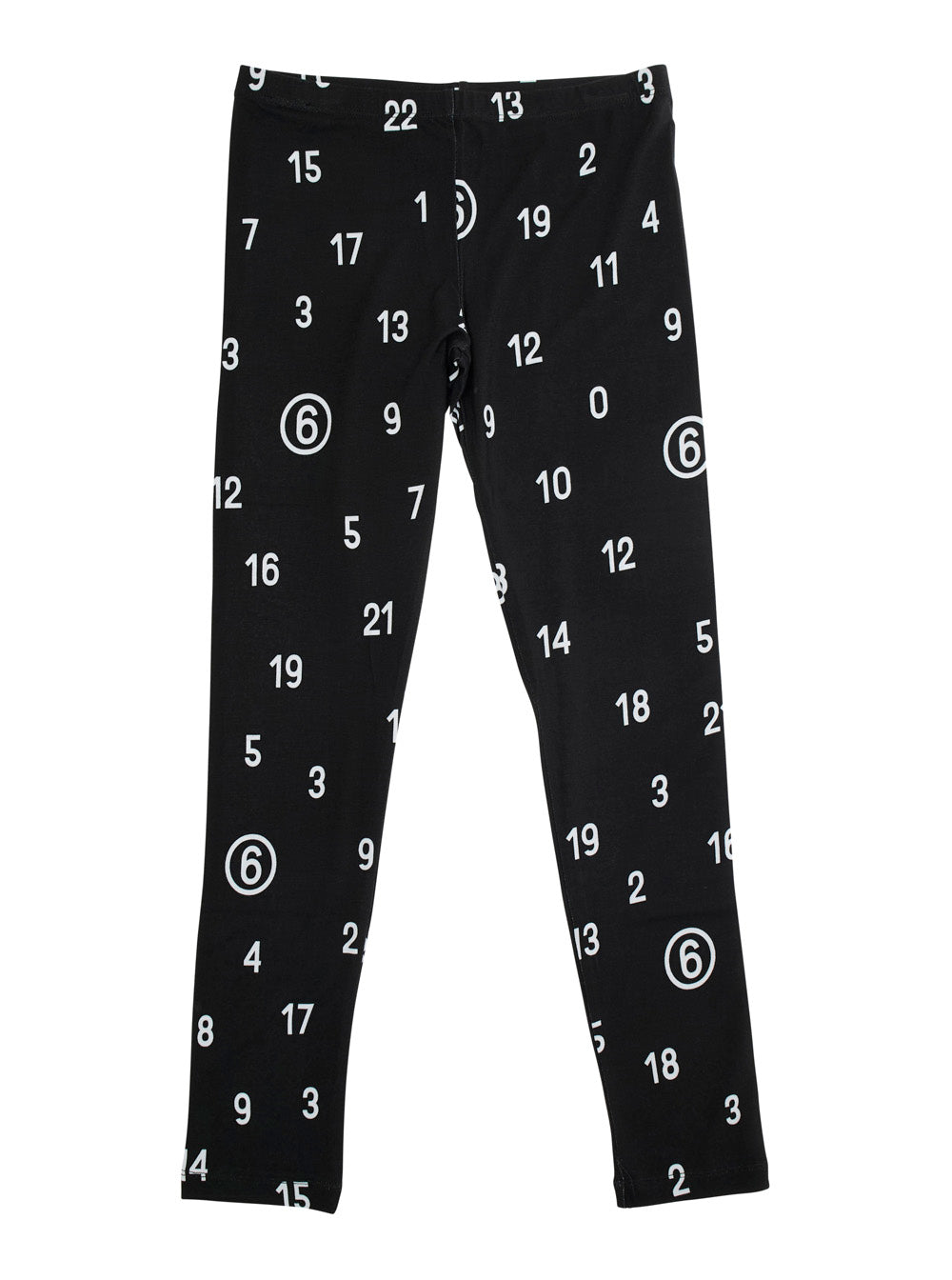 Black Pants With All-Over Number Print Viscose Blend Girl Elastane Trousers