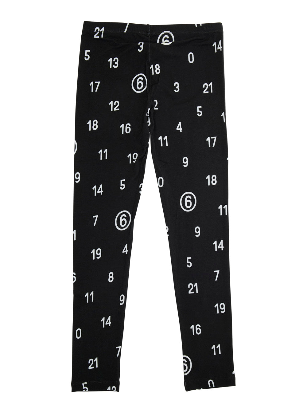Black Pants With All-Over Number Print Viscose Blend Girl Elastane Trousers