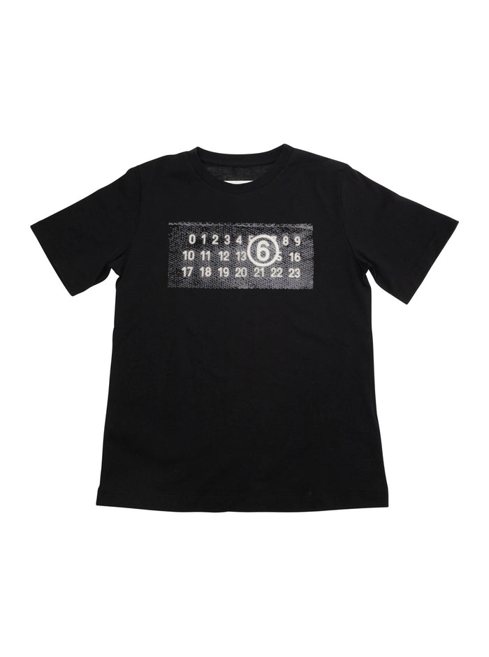 Black Crewneck T-Shirt With Front Logo Print Cotton Boy Tshirts And Polo Shirts