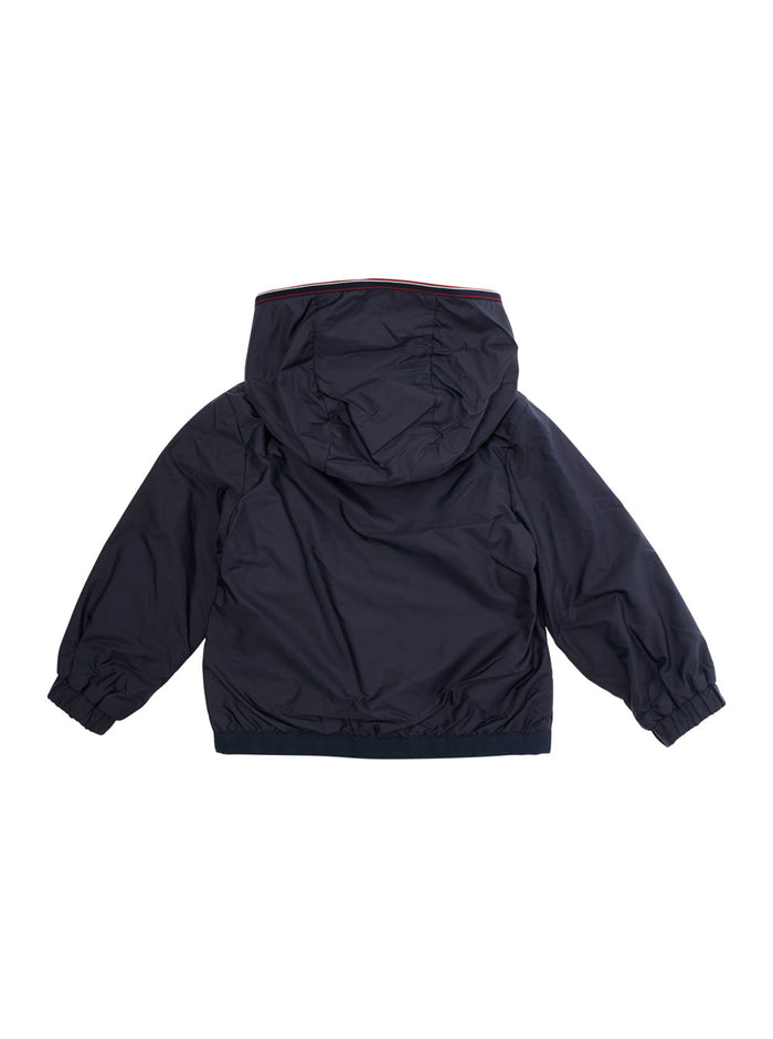 Anton Blue Jacket With Hood And Logo Patch On The Sleeve Tech Fabric Baby Blu Polyamide