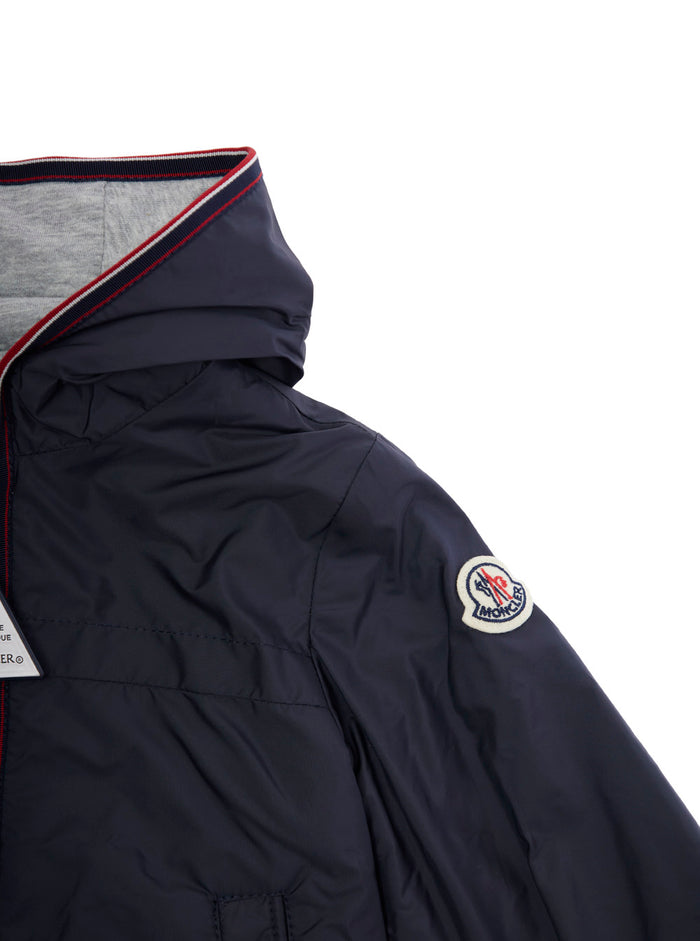 Anton Blue Jacket With Hood And Logo Patch On The Sleeve Tech Fabric Baby Blu Polyamide