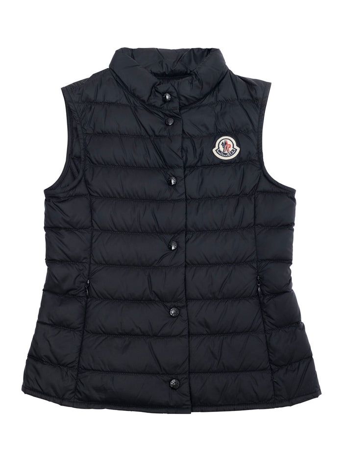 Liane Black Sleeveless Down Jacket With Logo Patch On The Front Tech Fabric Girl Polyamide