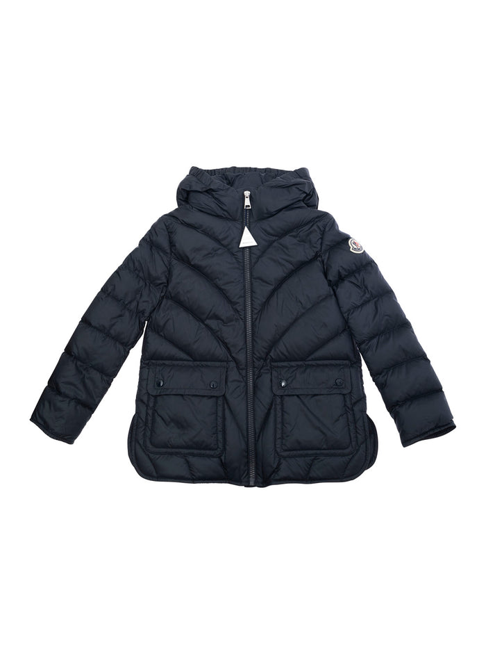 Argenno Blue Down Jacket With Logo Patch Applied On The Sleeve Tech Fabric Girl Blu Polyamide