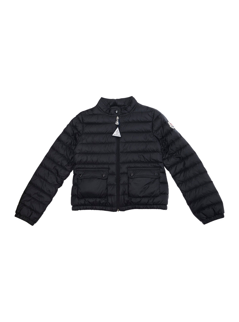 Lans Black Down Jacket With Logo Patch On The Sleeve Tech Fabric Girl Polyamide