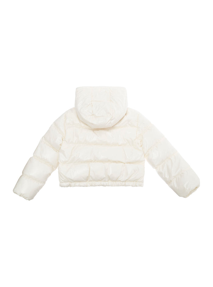 Andro White Down Jacket With Logo Patch Applied On The Chest Tech Fabric Girl Polyamide