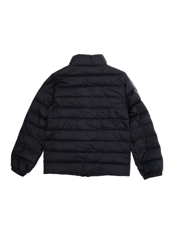Clementel Black Down Jacket With High Neck And Logo Patch On The Sleeve Tech Fabric Boy Polyamide