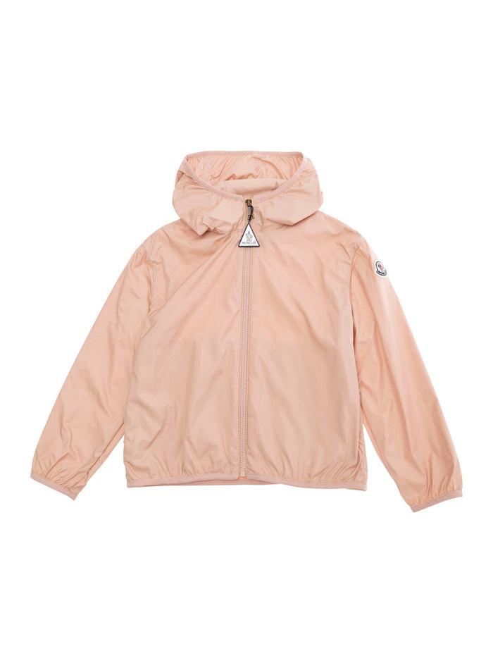 Fegeo Pink Jacket With Fixed Hood And Logo Patch On The Sleeve Tech Fabric Girl Polyester