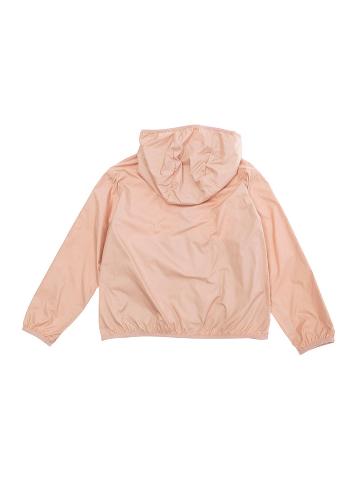 Fegeo Pink Jacket With Fixed Hood And Logo Patch On The Sleeve Tech Fabric Girl Polyester