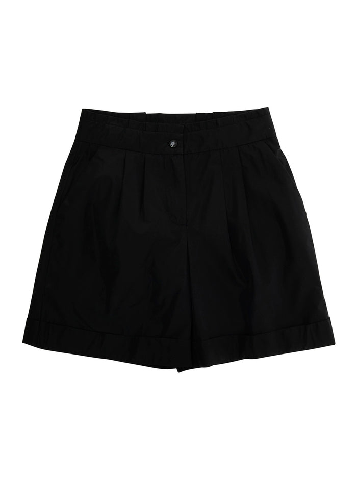 Black Shorts with Logo Patch on the Back in Techl Fabric Girl Polyester And Bermuda