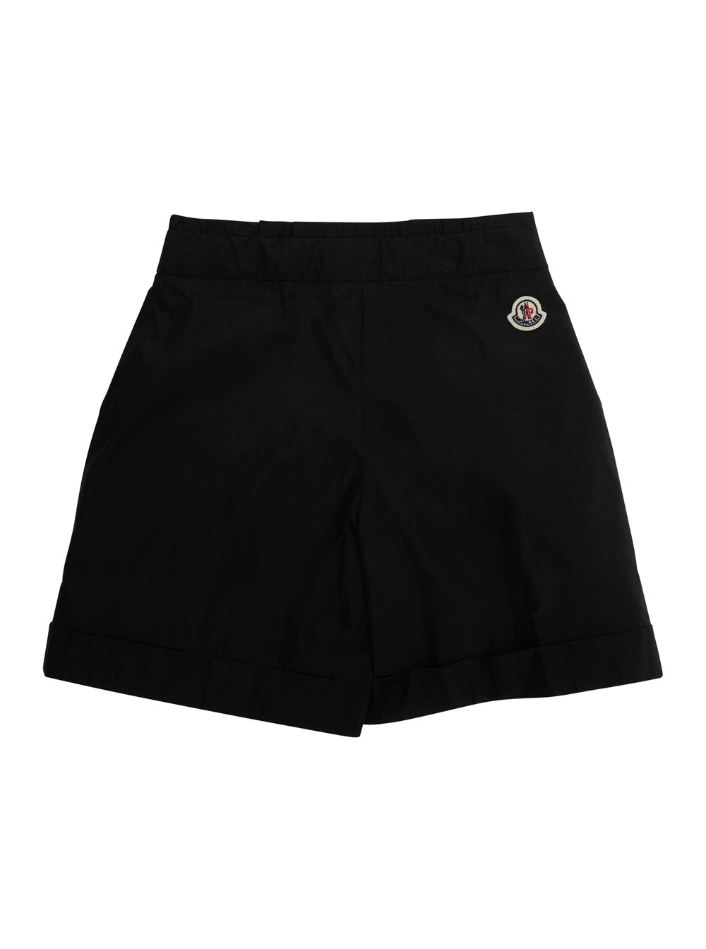 Black Shorts with Logo Patch on the Back in Techl Fabric Girl Polyester And Bermuda